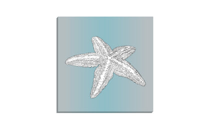 Star Fish White on Teal | Canvas Wall Art Print