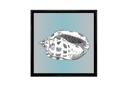 Shell 2 White On Teal | Canvas Wall Art Print