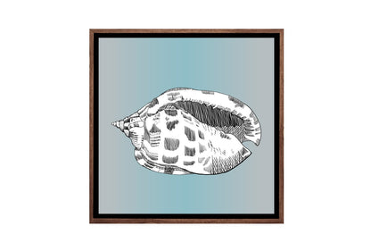 Shell 2 White On Teal | Canvas Wall Art Print
