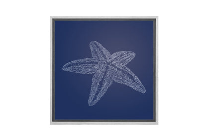 Star Fish 2 White on Navy | Canvas Wall Art Print