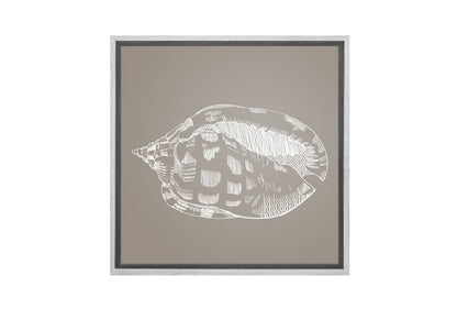 Shell 2 White on Beige | Canvas Wall Art Print