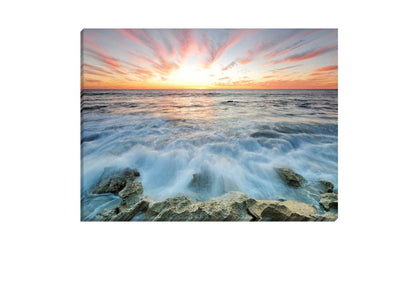 Sunrise Over Beach Rocks | Canvas Wall Art Print