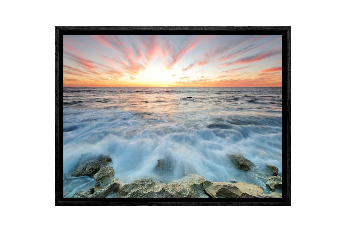 Sunrise Over Beach Rocks | Canvas Wall Art Print