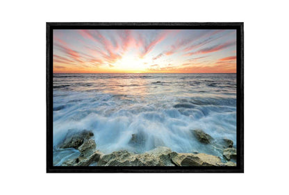 Sunrise Over Beach Rocks | Canvas Wall Art Print