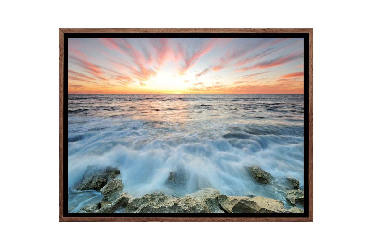 Sunrise Over Beach Rocks | Canvas Wall Art Print