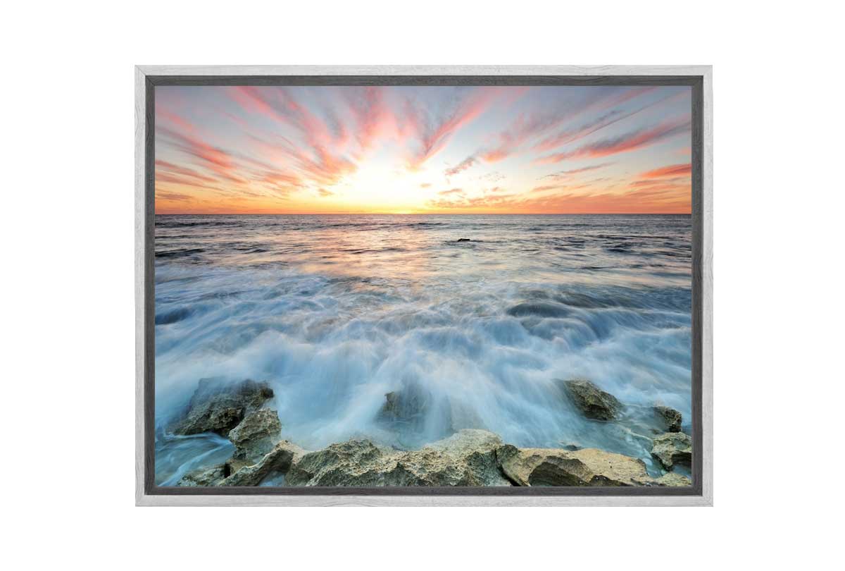 Sunrise Over Beach Rocks | Canvas Wall Art Print