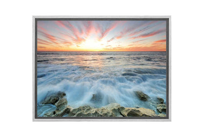Sunrise Over Beach Rocks | Canvas Wall Art Print