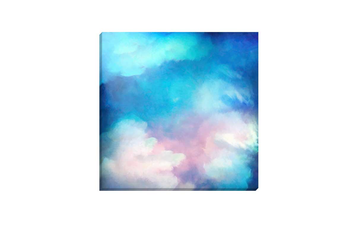 Pink Blue Painted Cloudscape | Canvas Wall Art Print