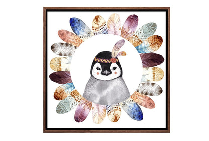 Boho Cute Penguin | Kid's Canvas Wall Art Print