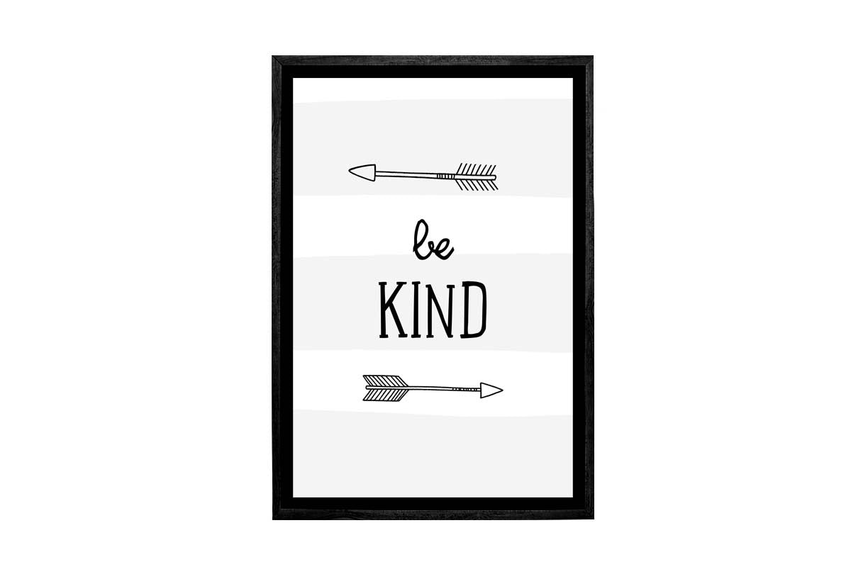 Be Kind Grey Stripe | Scandinavian Kid's Wall Art Print