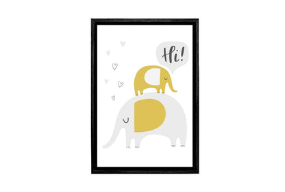Elephants Grey Gold | Scandinavian Kid's Wall Art Print