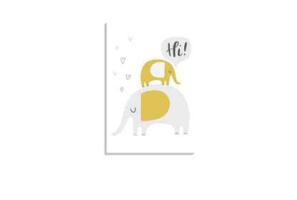 Elephants Grey Gold | Scandinavian Kid's Wall Art Print