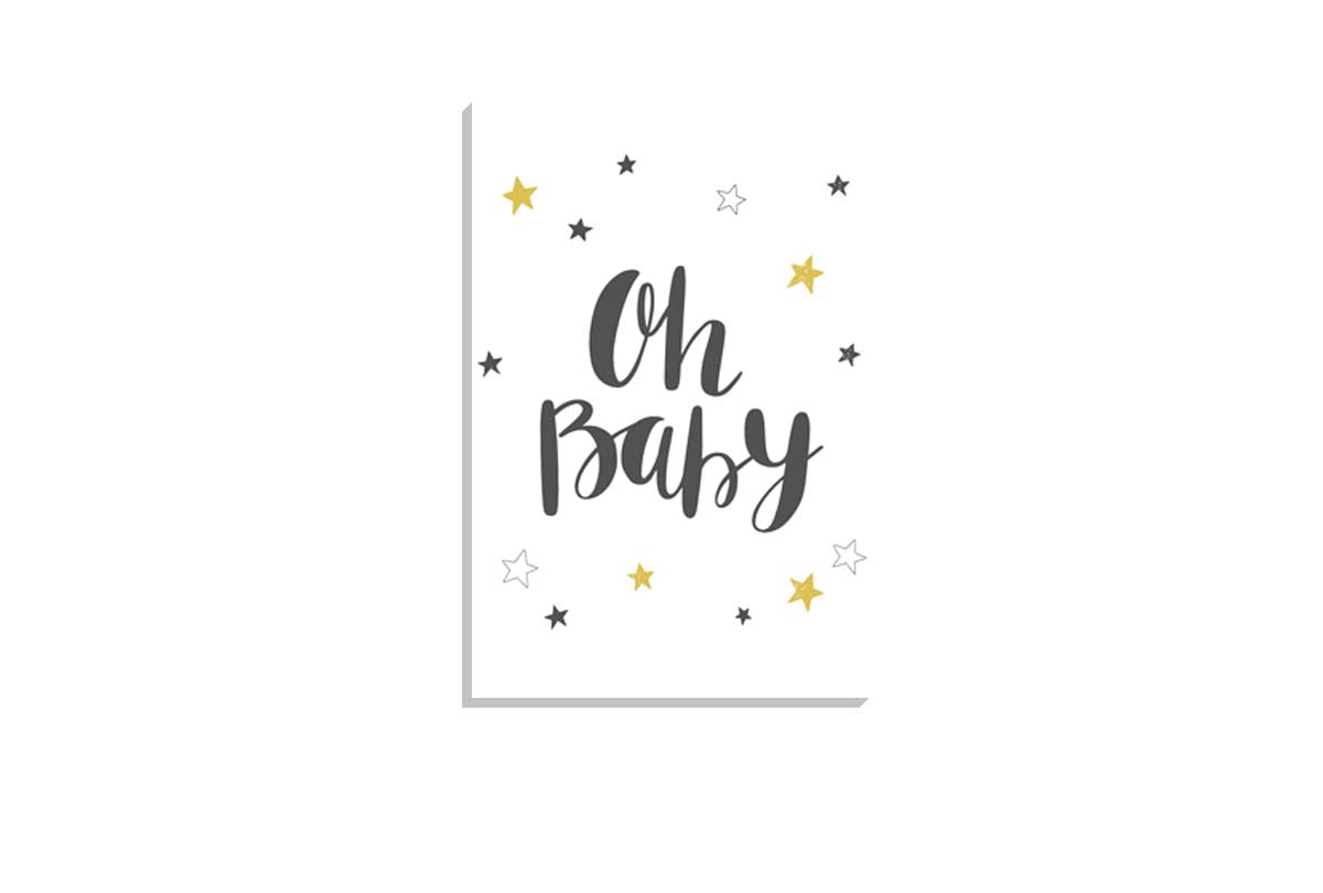 Oh Baby Gold Grey | Scandinavian Kid's Wall Art Print