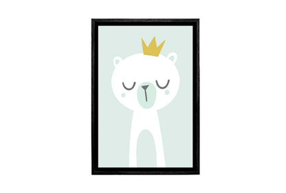 Bear with Crown Blue Gold | Scandinavian Kid's Wall Art Print