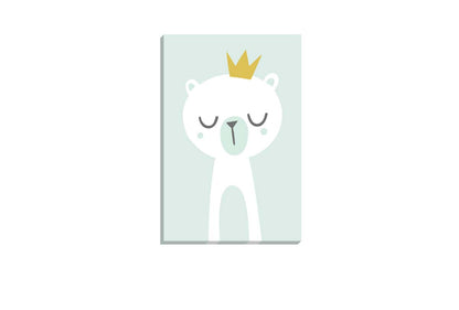 Bear with Crown Blue Gold | Scandinavian Kid's Wall Art Print