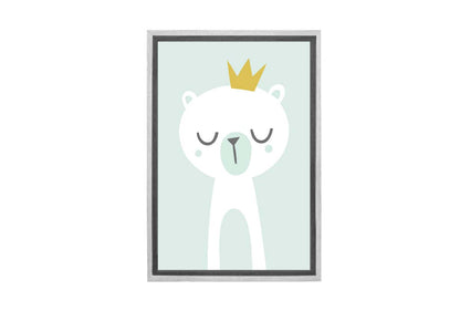 Bear with Crown Blue Gold | Scandinavian Kid's Wall Art Print