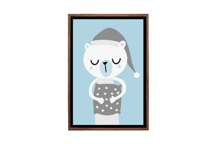 Sleepy Bear Blue Grey | Scandinavian Kid's Wall Art Print