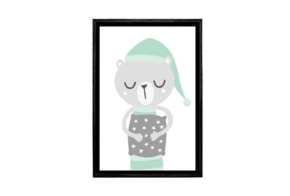 Sleepy Bear Teal | Scandinavian Kid's Wall Art Print