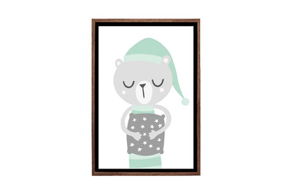 Sleepy Bear Teal | Scandinavian Kid's Wall Art Print