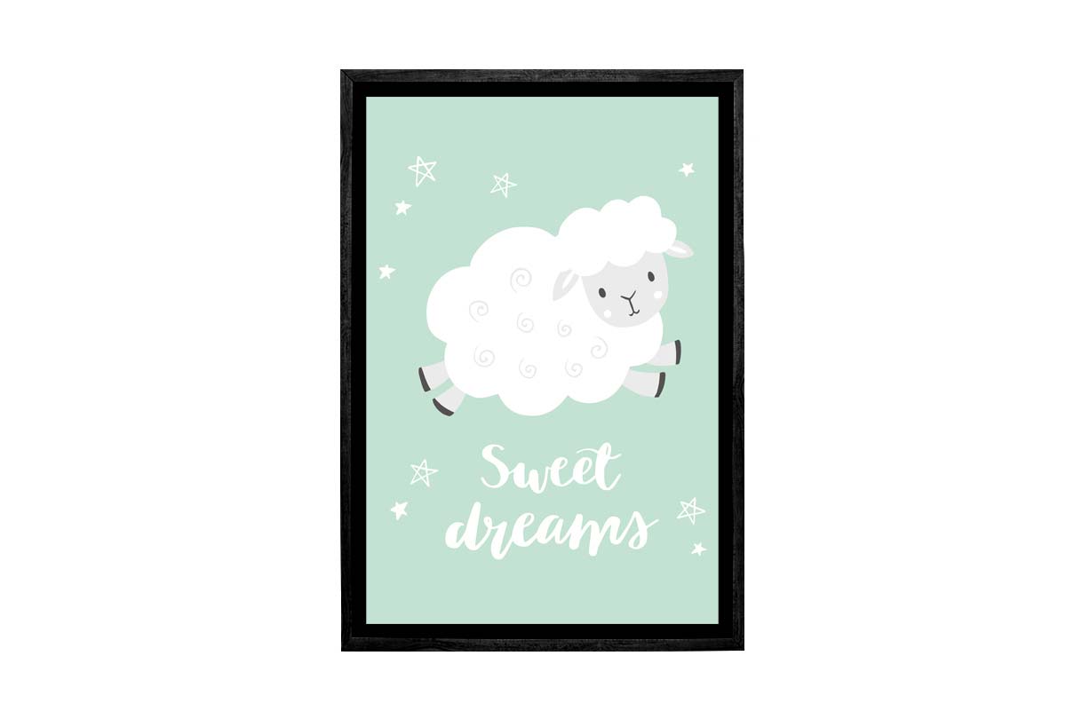 Sweet Dreams Teal | Scandinavian Kid's Wall Art Print
