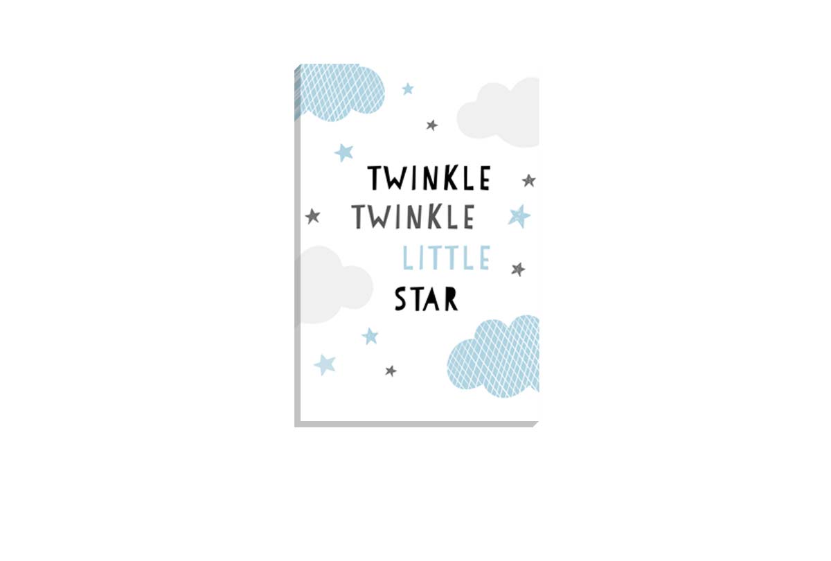 Twinkle Twinkle Blue Grey | Scandinavian Kid's Wall Art Print