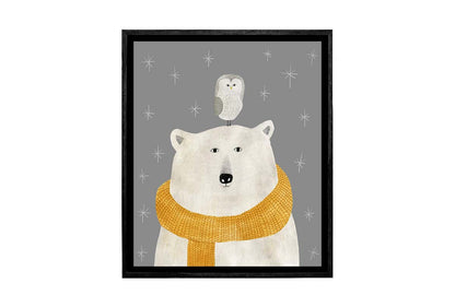 Bear With Owl | | Canvas Wall Art Print