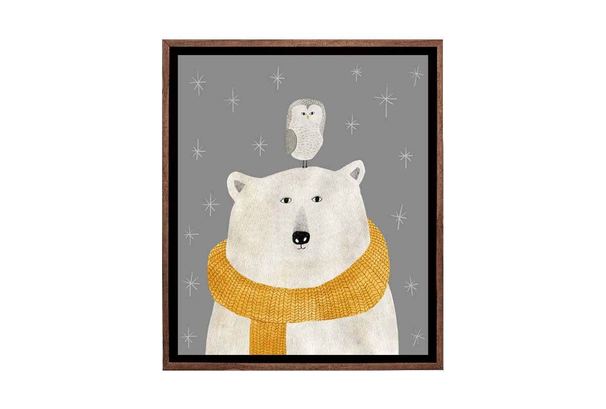 Bear With Owl | | Canvas Wall Art Print