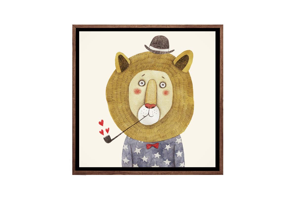 Lion With Hat | Canvas Wall Art Print