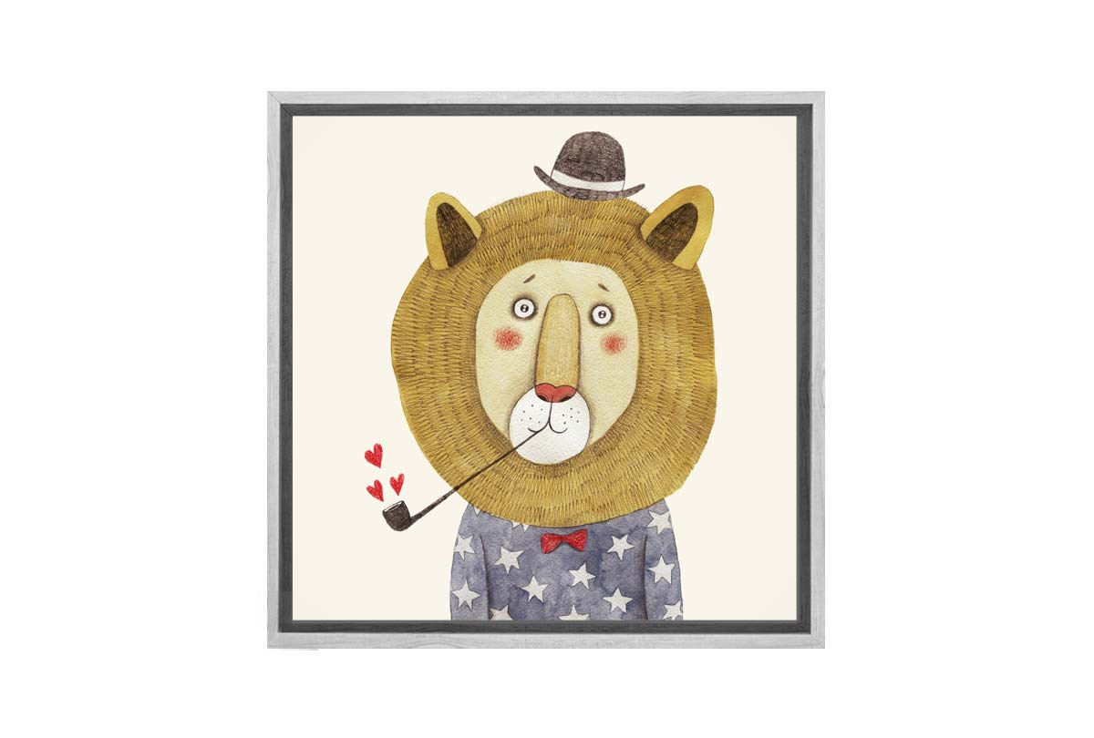 Lion With Hat | Canvas Wall Art Print