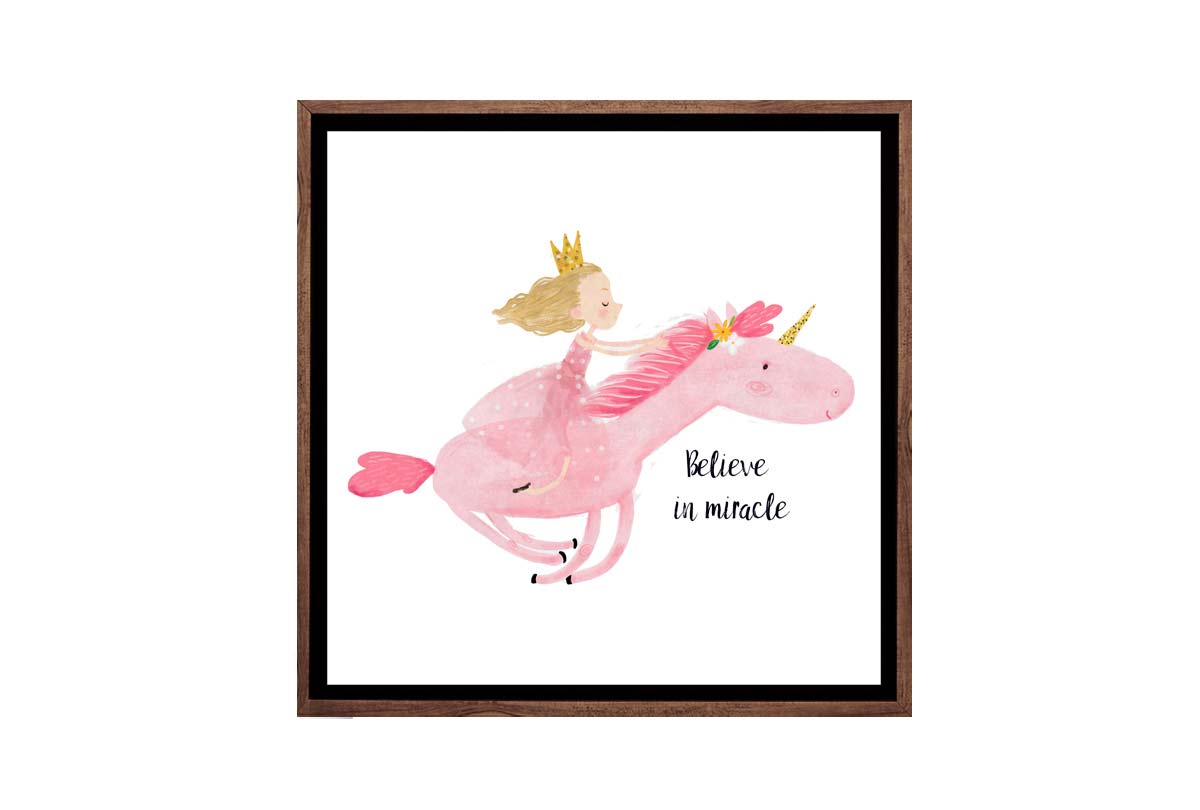 Princess Riding Unicorn | Canvas Wall Art Print