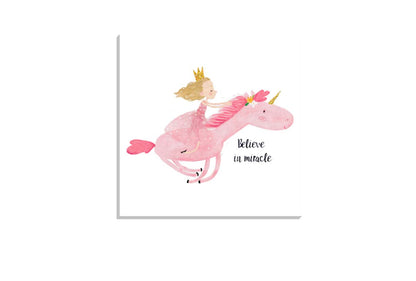 Princess Riding Unicorn | Canvas Wall Art Print