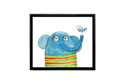 Elephant With Bird | Canvas Wall Art Print