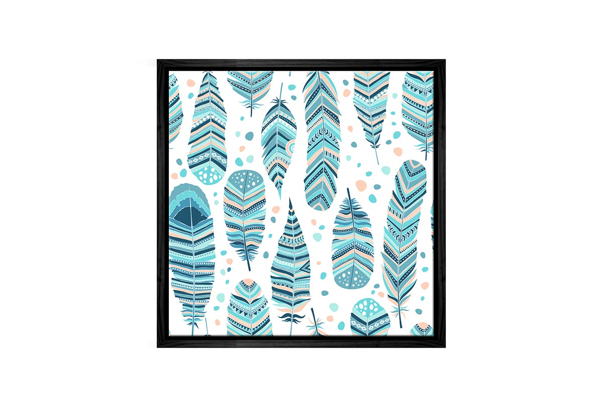 Blue Feather Pattern | Canvas Wall Art Print