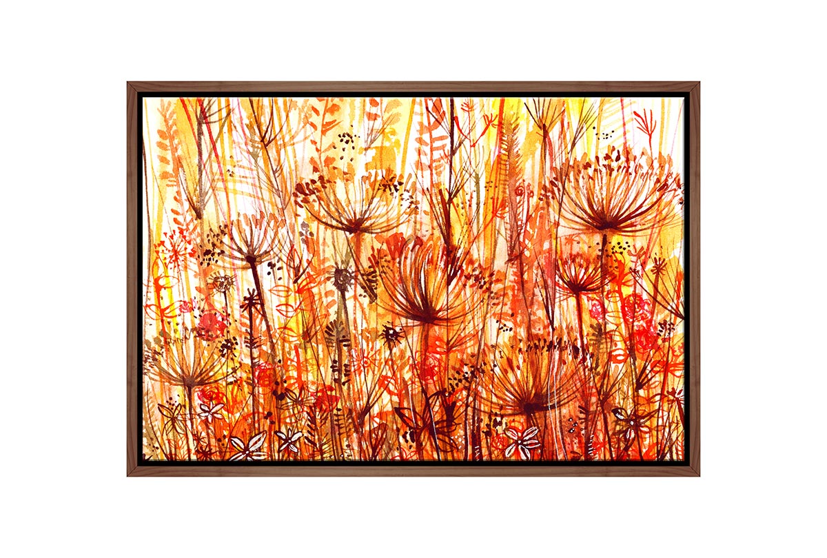 Red and Orange Floral Abstract | Canvas Wall Art Print