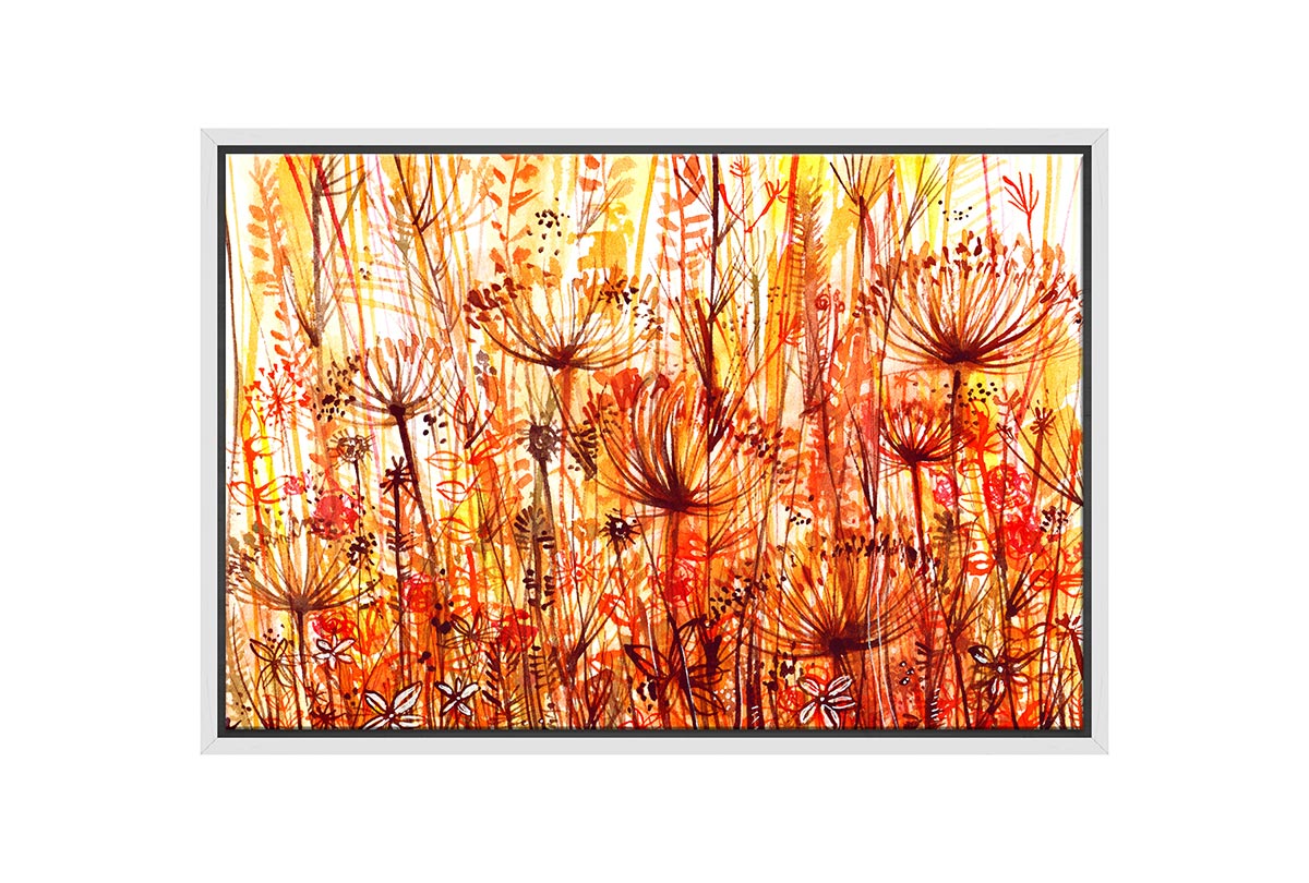 Red and Orange Floral Abstract | Canvas Wall Art Print