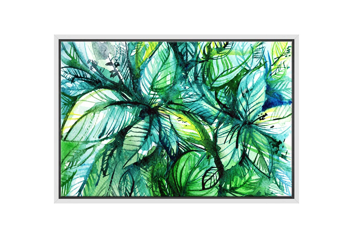 Tropical Leaves Abstract Watercolour | Canvas Wall Art Print