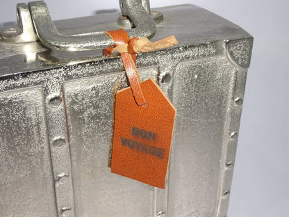Bon Voyage Suitcase Money Bank – Silver Hamptons Decor Box