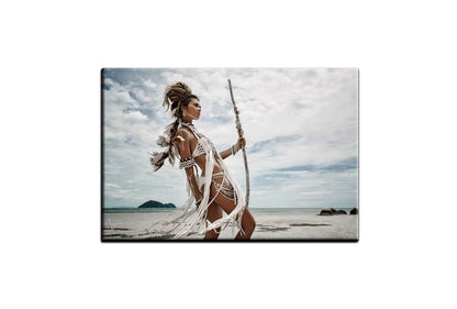 Beachside Bohemian Woman | Canvas Wall Art Print