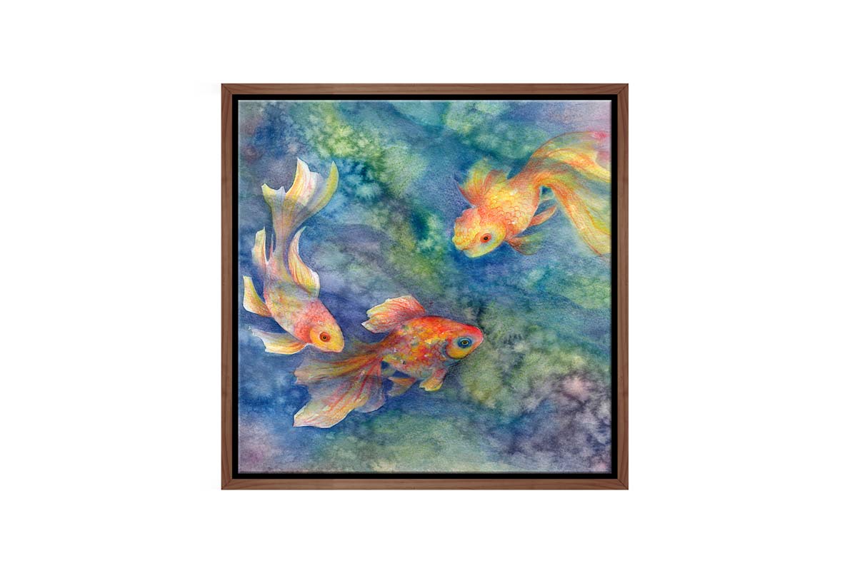 Goldfish in Pond Watercolour | Canvas Wall Art Print