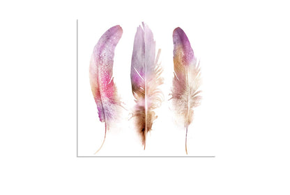 Pink Purple Brown Feathers | Watercolour Print | Wall Art