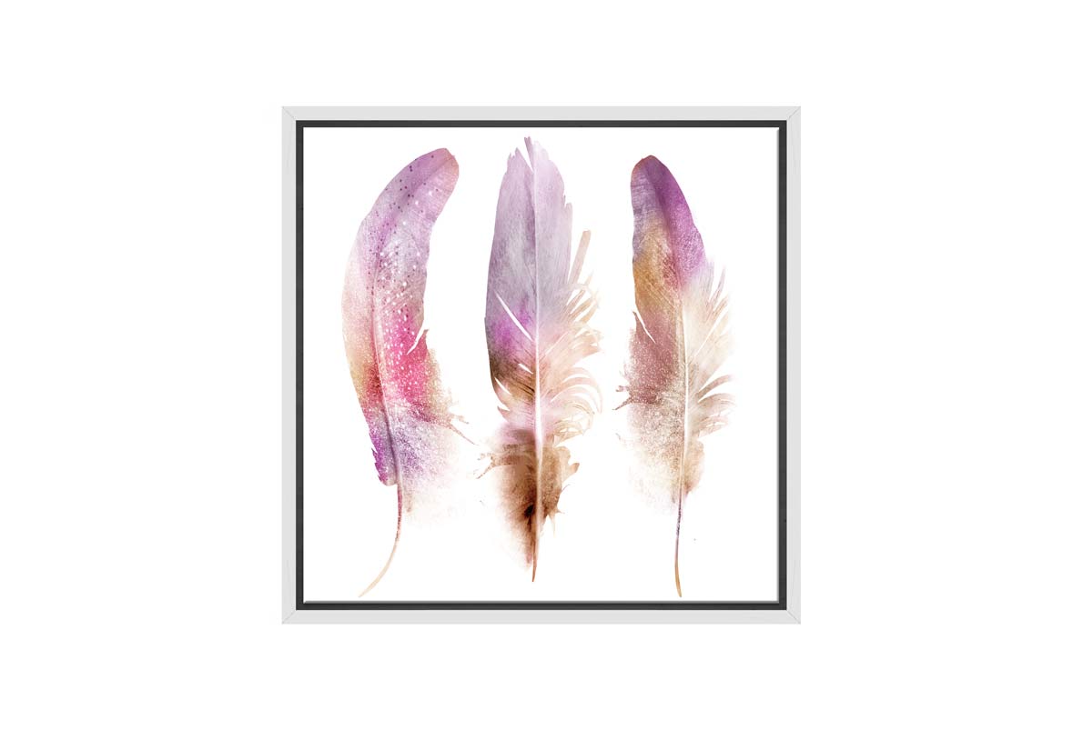 Pink Purple Brown Feathers | Watercolour Print | Wall Art