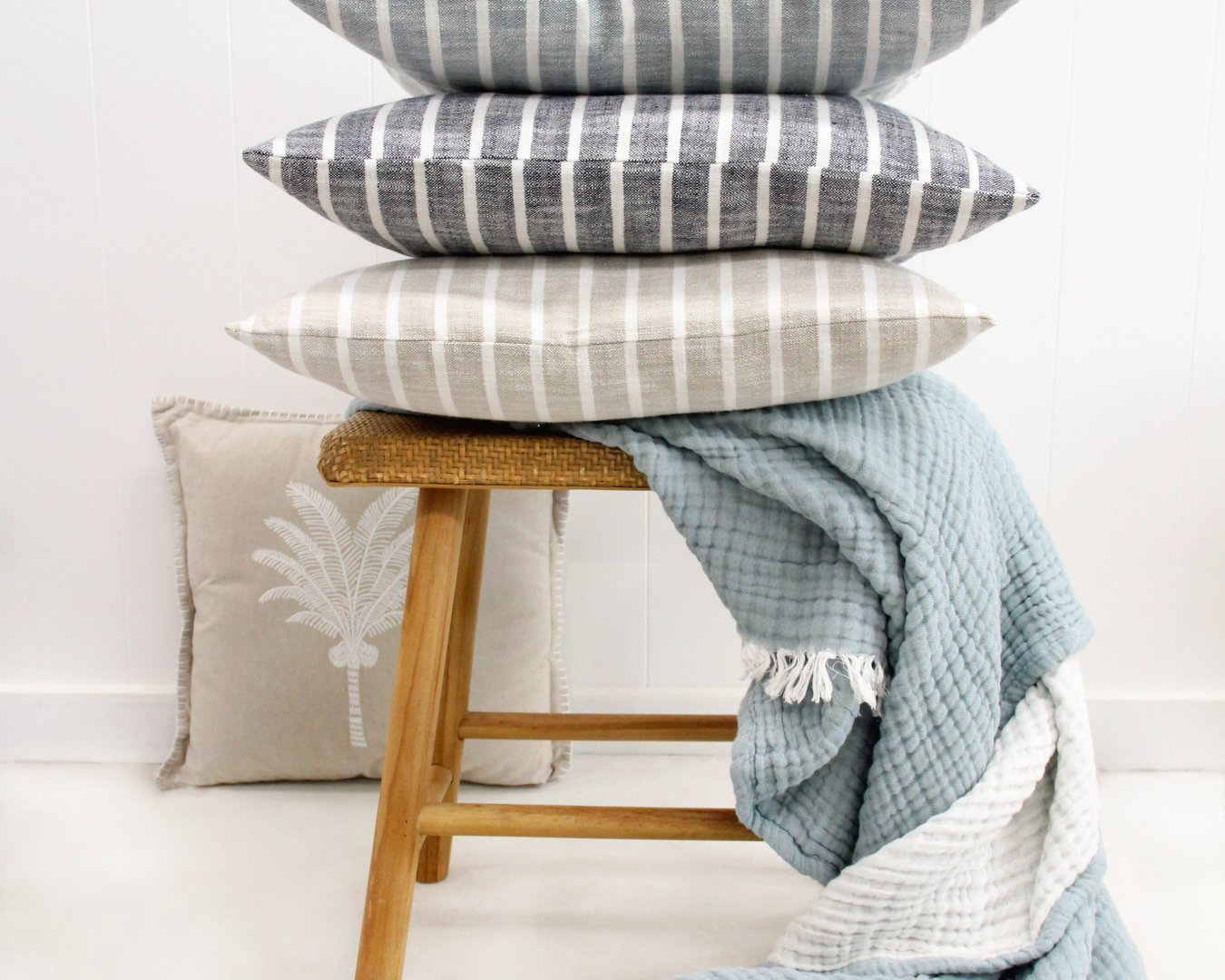 Stonewashed Muslin Throw/Blanket - 6 Layer Light Blue 150x250cm