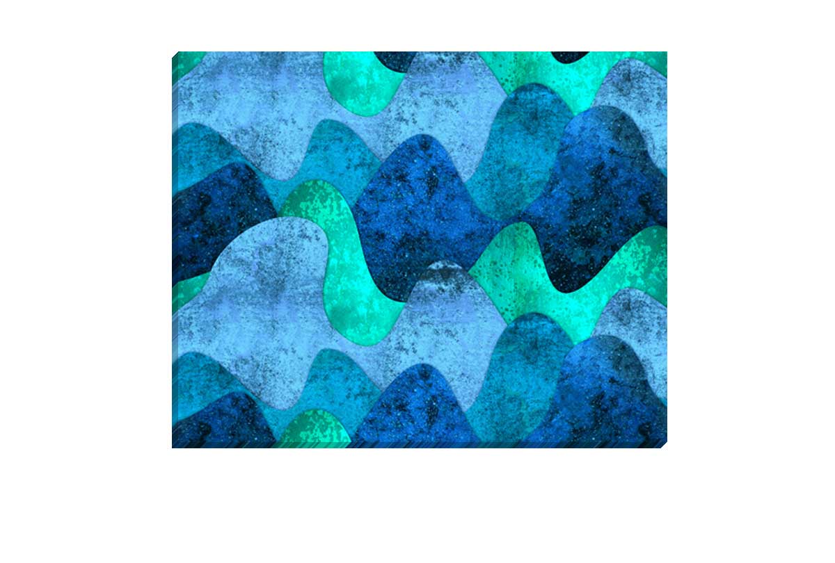 Aqua Blue Waves Pattern | Canvas Wall Art Print