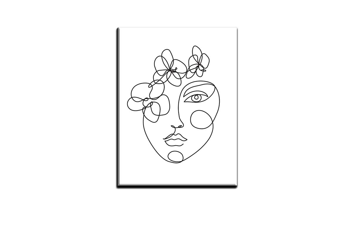 Face Line Drawing | Canvas Wall Art Print