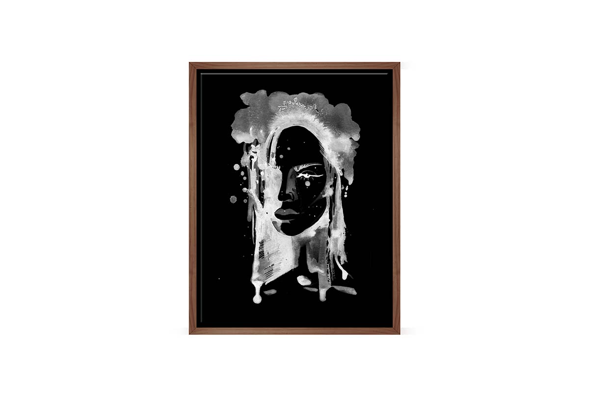 Black and White Abstract Woman | Canvas Wall Art Print