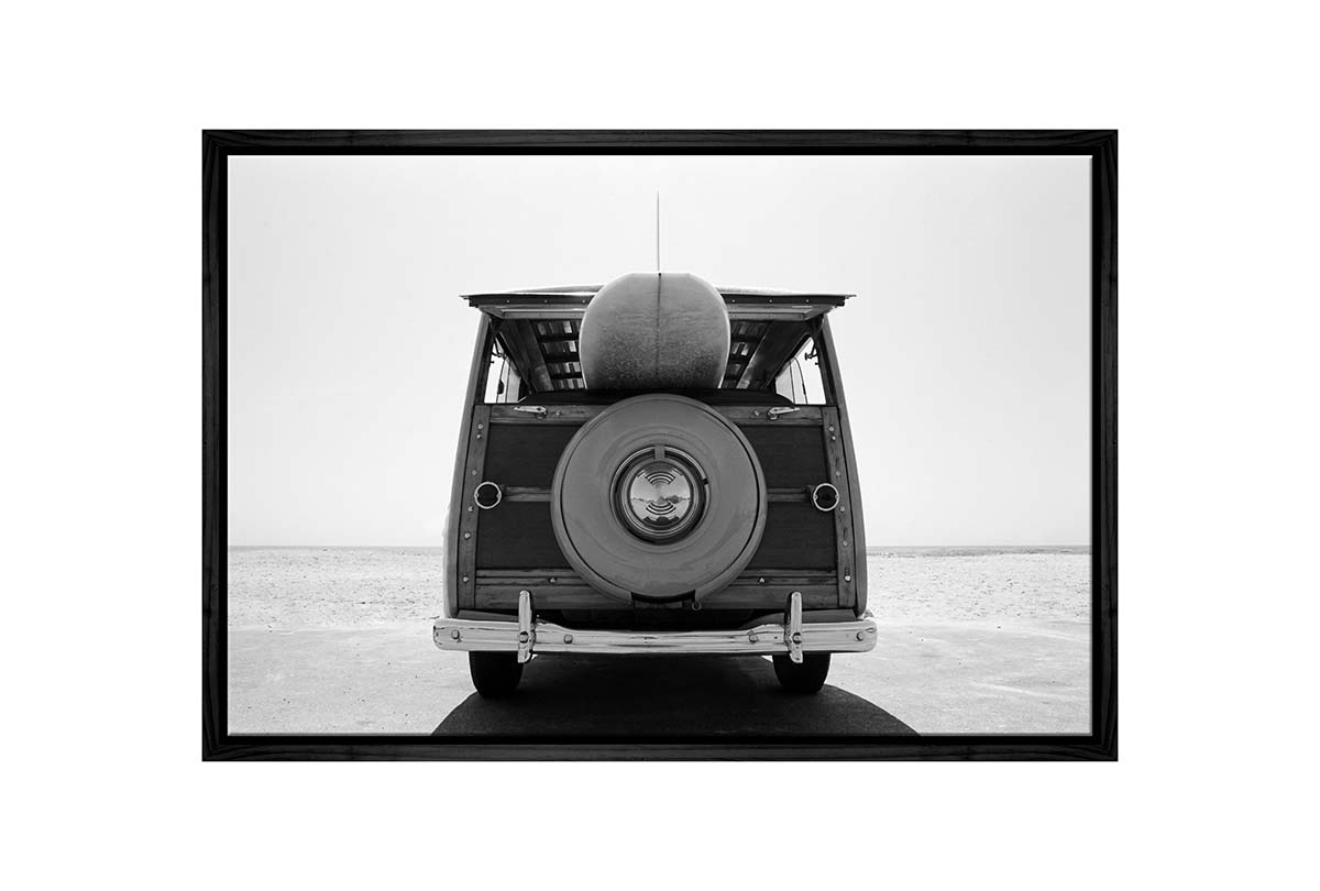 Retro Van with Surfboard | Canvas Wall Art Print