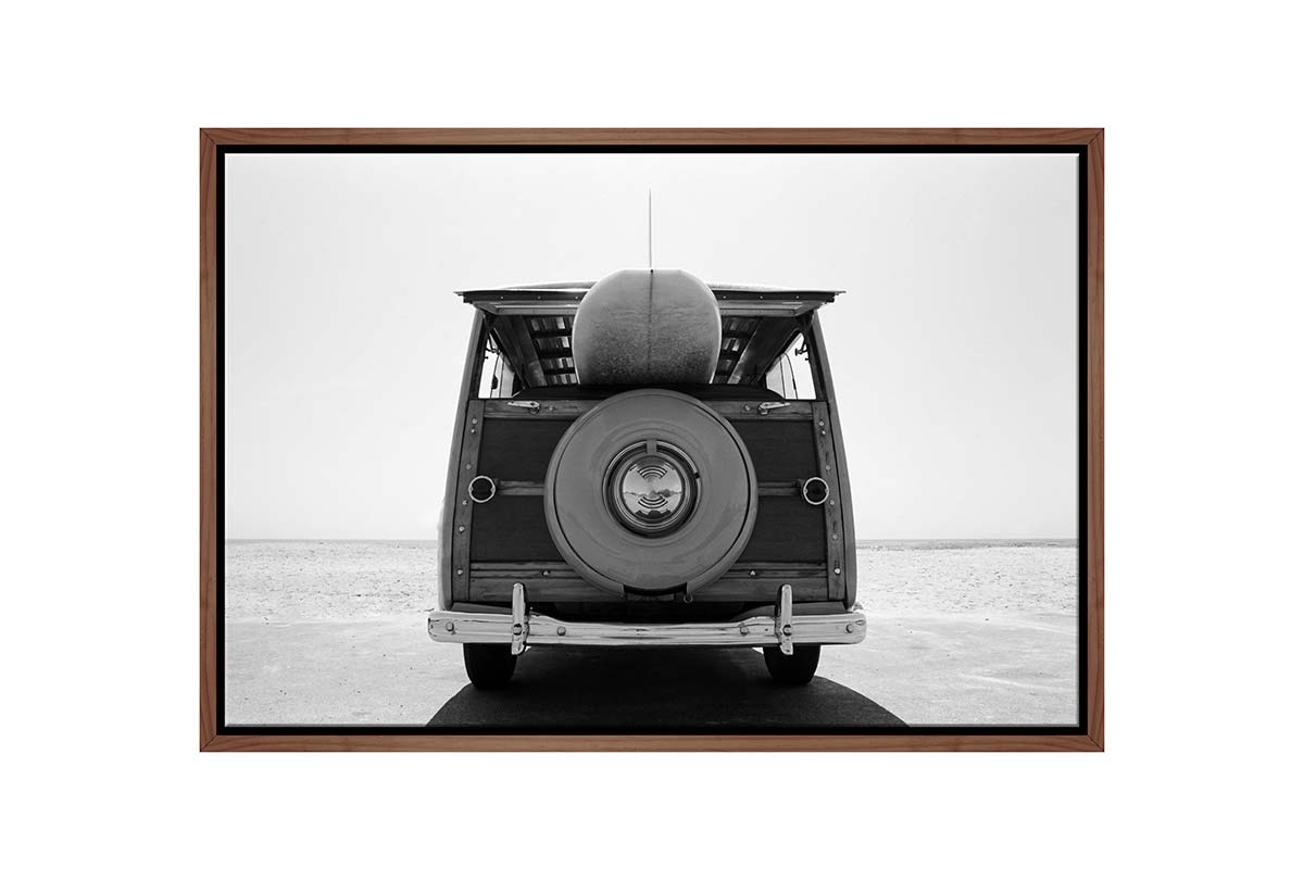 Retro Van with Surfboard | Canvas Wall Art Print
