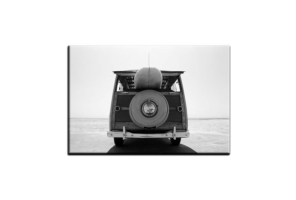 Retro Van with Surfboard | Canvas Wall Art Print
