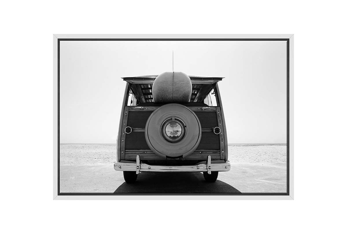 Retro Van with Surfboard | Canvas Wall Art Print