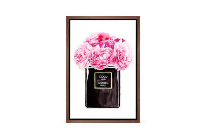 Chanel Perfume Pink Flowers | Fashion Canvas Wall Art Print